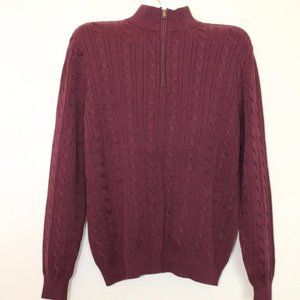 Club Room by Charter Club Men's 1/4 Zip 100% Cotton Pullover - Burgundy, Size: M